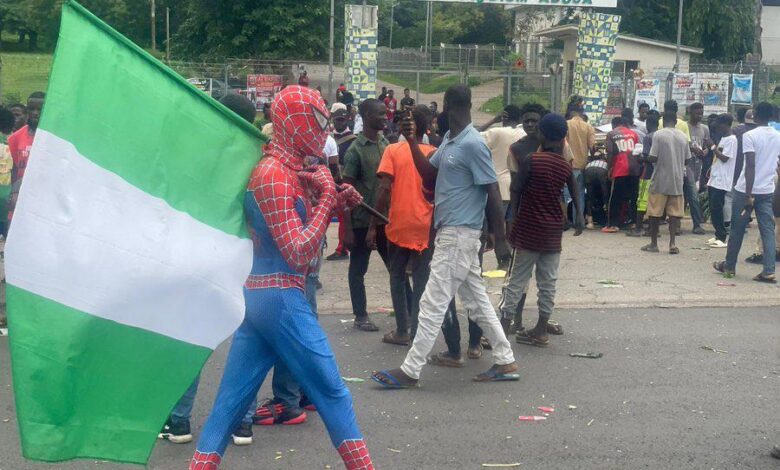 Spiderman costume arrested