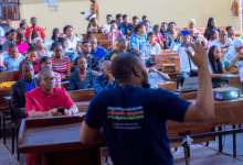 A speaker and Audience at the Lagos Youths. Journalists and Civic actors on AI for transparency and accountability workshop