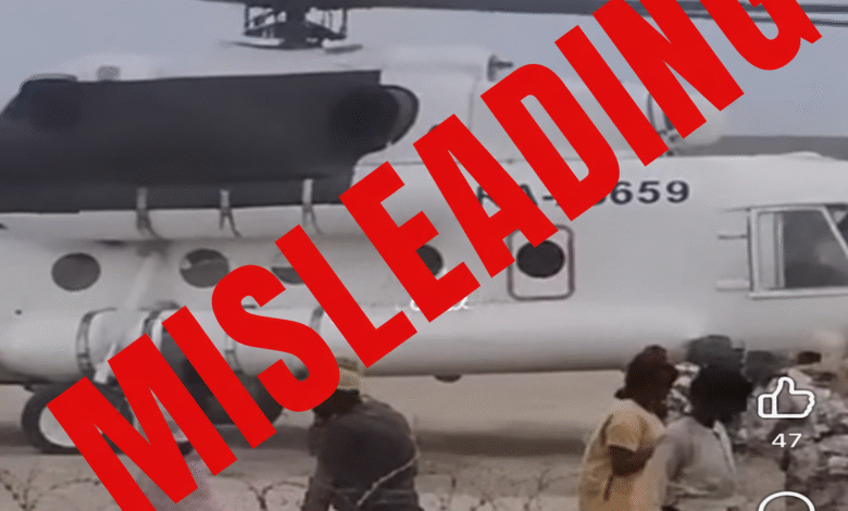 A Screenshot of the misleading video of Bandit exporting mined minerals via helicopter. Photo Source: Facebook