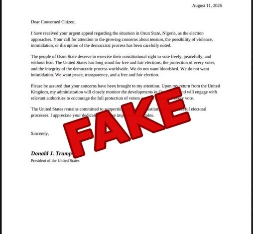 The letter circulating on Facebook and attributed to United States President Donald J. Trump was not supported by any official White House record.