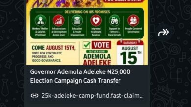 A viral WhatsApp message claims that Osun State Governor Ademola Adeleke and Nigerian music star David Adeleke, popularly known as Davido, are distributing ₦25,000 to members of the public as an election campaign cash transfer.