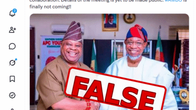 The claim that the photograph of Governor Ademola Adeleke and Rauf Aregbesola shows a recent meeting in which Adeleke sought electoral collaboration ahead of the 2026 Osun governorship election is false.