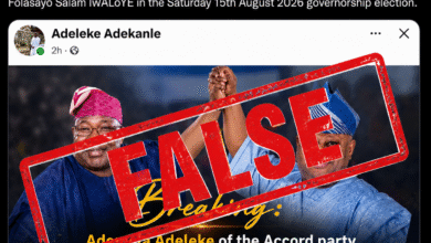 FALSE! FactCheckAfrica found no evidence that Governor Ademola Adeleke collapsed his political structure to support the ADC candidate.