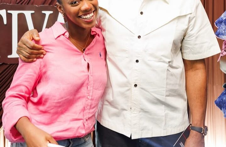 The image shows Elumelu with his first daughter and eldest child, Ogechukwu Elumelu.