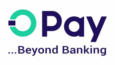 Opay logo featuring a green circular symbol and the word “Opay” in dark purple, with the tagline “…Beyond Banking” underneath.