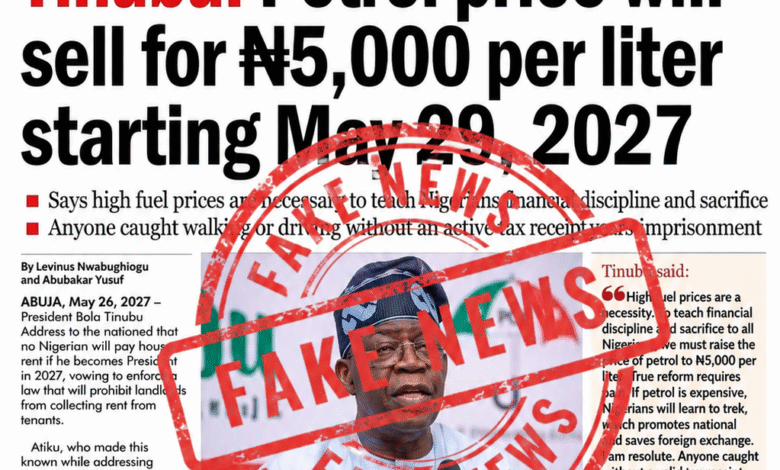 The fabricated newspaper carrying the false claim