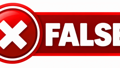 Red fact-check graphic featuring a white X symbol inside a circular badge and the word “FALSE” in bold white capital letters.