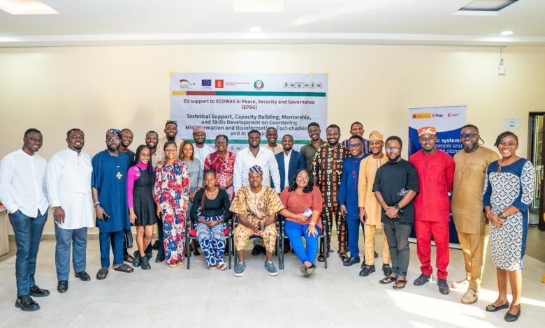 Group Picture of Participants at the Training in Indigenous Languages for Inclusive Electoral Coverage organised by FIAP through FactCheckAfrica under the EU Support to ECOWAS in Peace, Security and Governance (EPSG) Project in Akwa Ibom State.