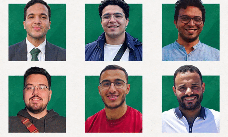 The 6 detained Matsda2sh journalists (Source: Egyptian Initiative for Personal Rights)